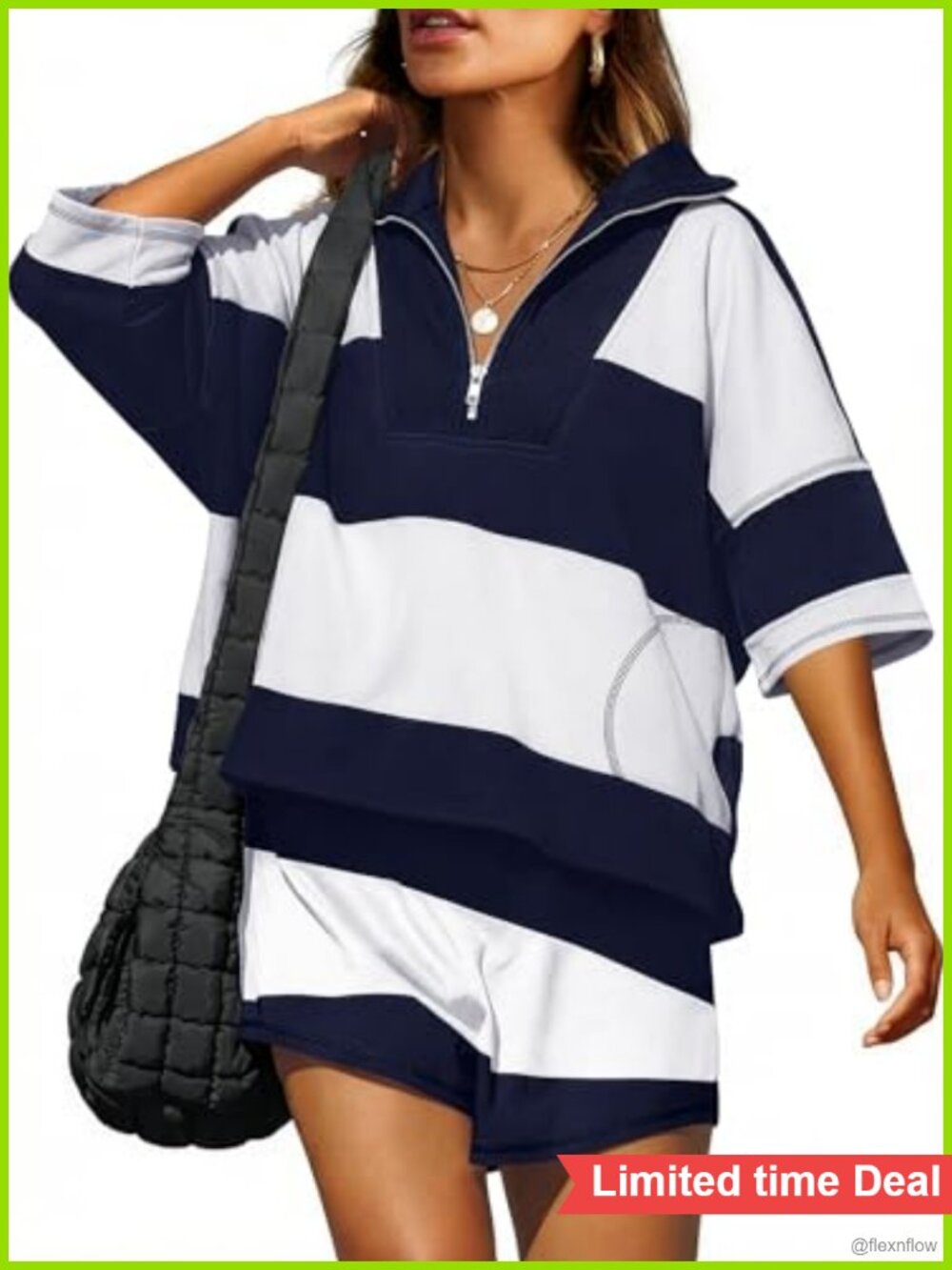 ANRABESS Womens 2 Piece Outfits Striped Workout Set Lounge Short Summer Set